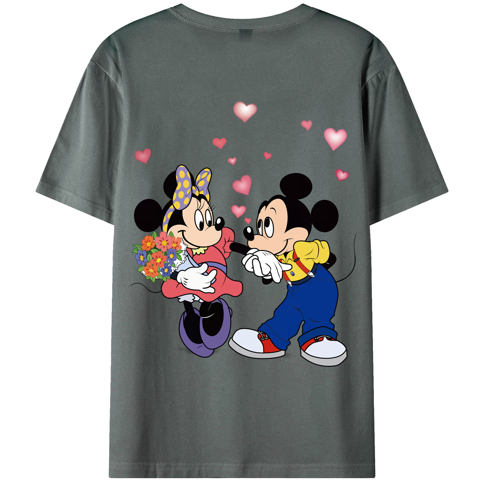 （画像用） ミッキーマウス Mickey Mouse 綿100％ メンズ半袖Tシャツ（バックプリント） 通気性